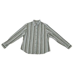 Columbia Green Striped Long Sleeve Button Down Shirt Size Med Women’s